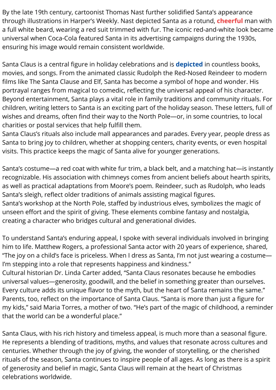 Santa Claus reading, part 2: his appearance, holiday traditions, symbolism, and three personal perspectives.