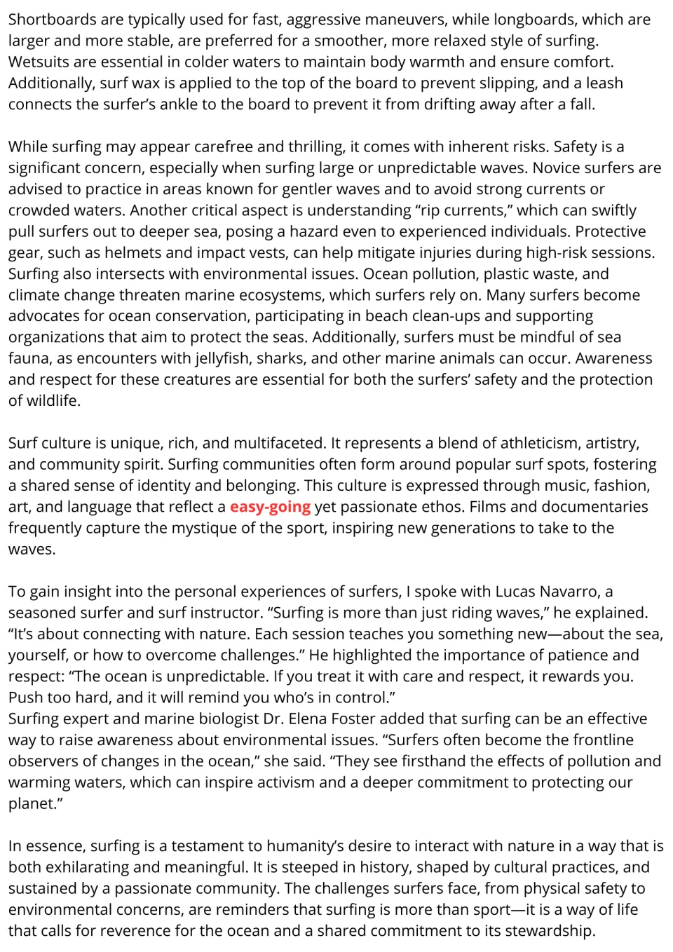 Surfing passage, part 2: students read on gear, rip current safety, ocean conservation, surf culture and expert quotes