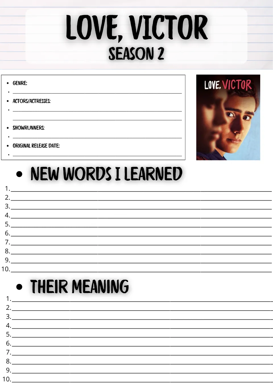 Love, Victor Season 2 show facts: students note genre, actors and release date, then list 10 new words and meanings