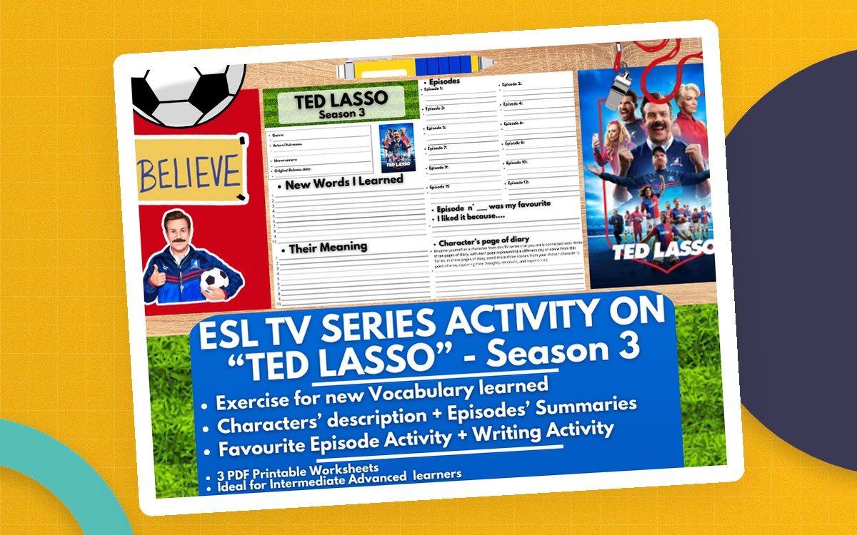 ESL TV Series Activity Worksheets on "Ted Lasso" - Season 3 preview