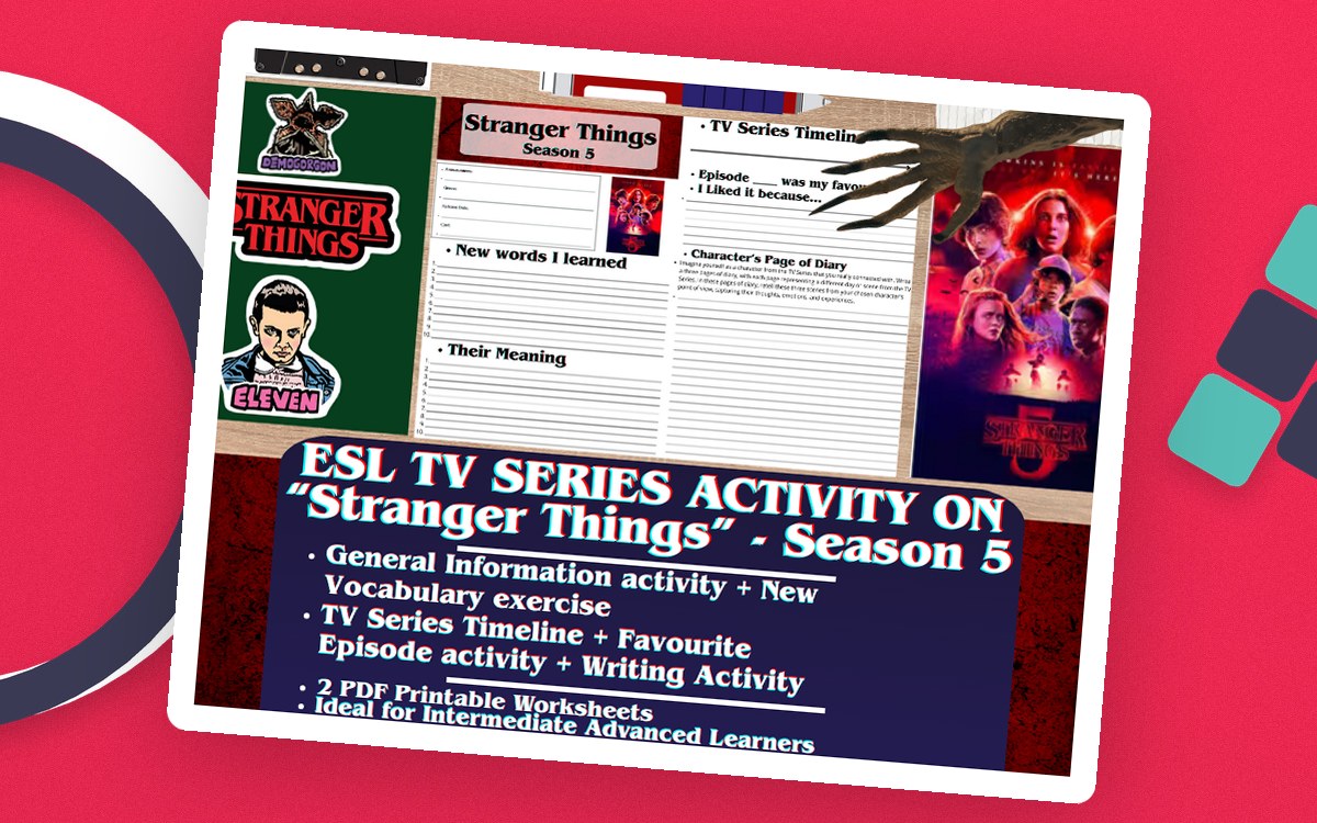 Stranger Things Season 5 – ESL TV Worksheets preview: stranger things practice pages