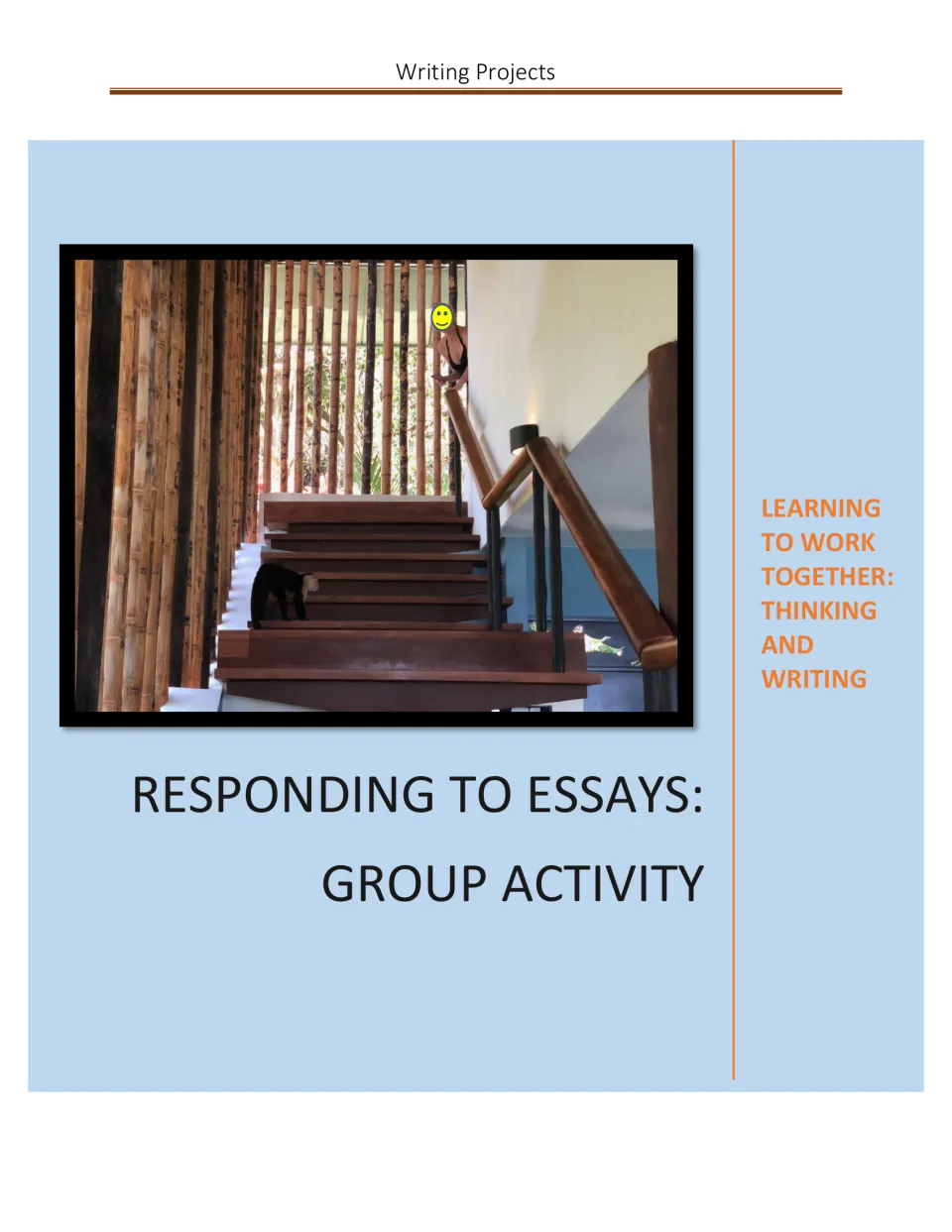 Cover of the group writing activity titled 'Responding to Essays: Group Activity,' emphasizing working together