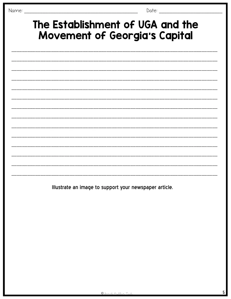 Newspaper-writing continuation provides space to finish the capital-move report and add a supporting illustration.