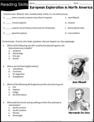 European Exploration in North America Reading Packet | Texas Social Studies – sample page 2