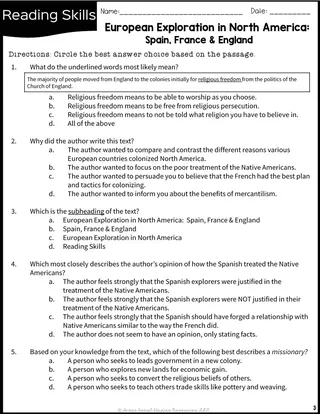European Exploration in North America Reading Packet | Texas Social Studies – sample page 3