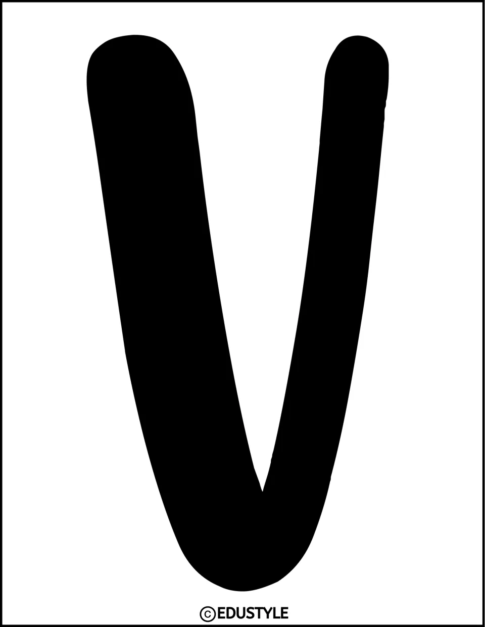 Bulletin board title letter V in solid black, part of the spring and Easter classroom display lettering