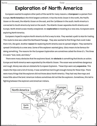 Exploration of North America Reading Packet – cover