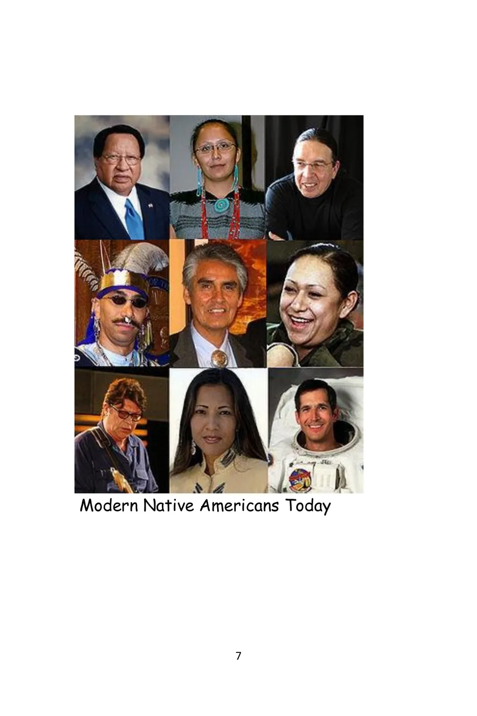 History introduction illustration presents nine portraits under the caption Modern Native Americans Today