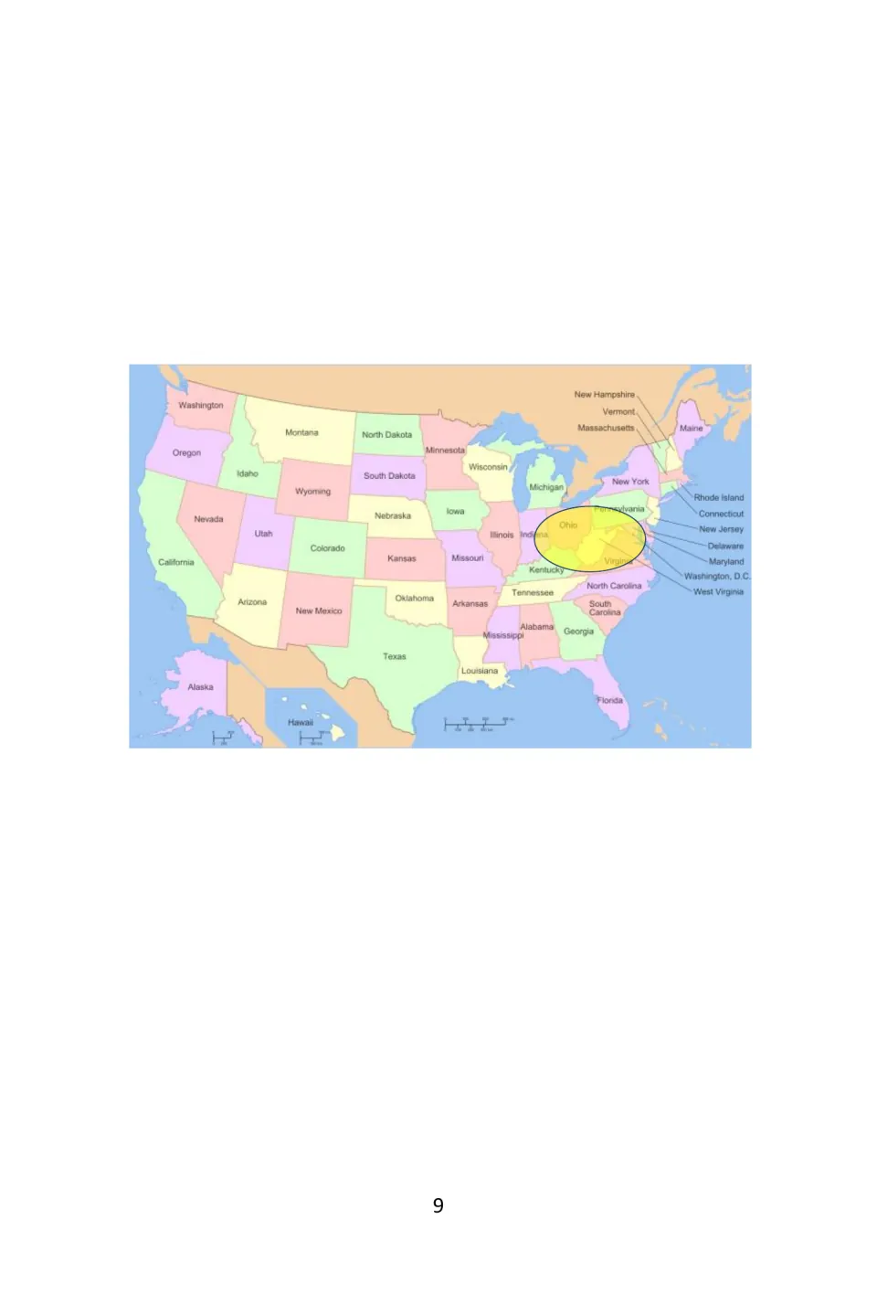 Opening map for the Shawnee section highlights an area around Ohio and neighboring states in the eastern U.S.