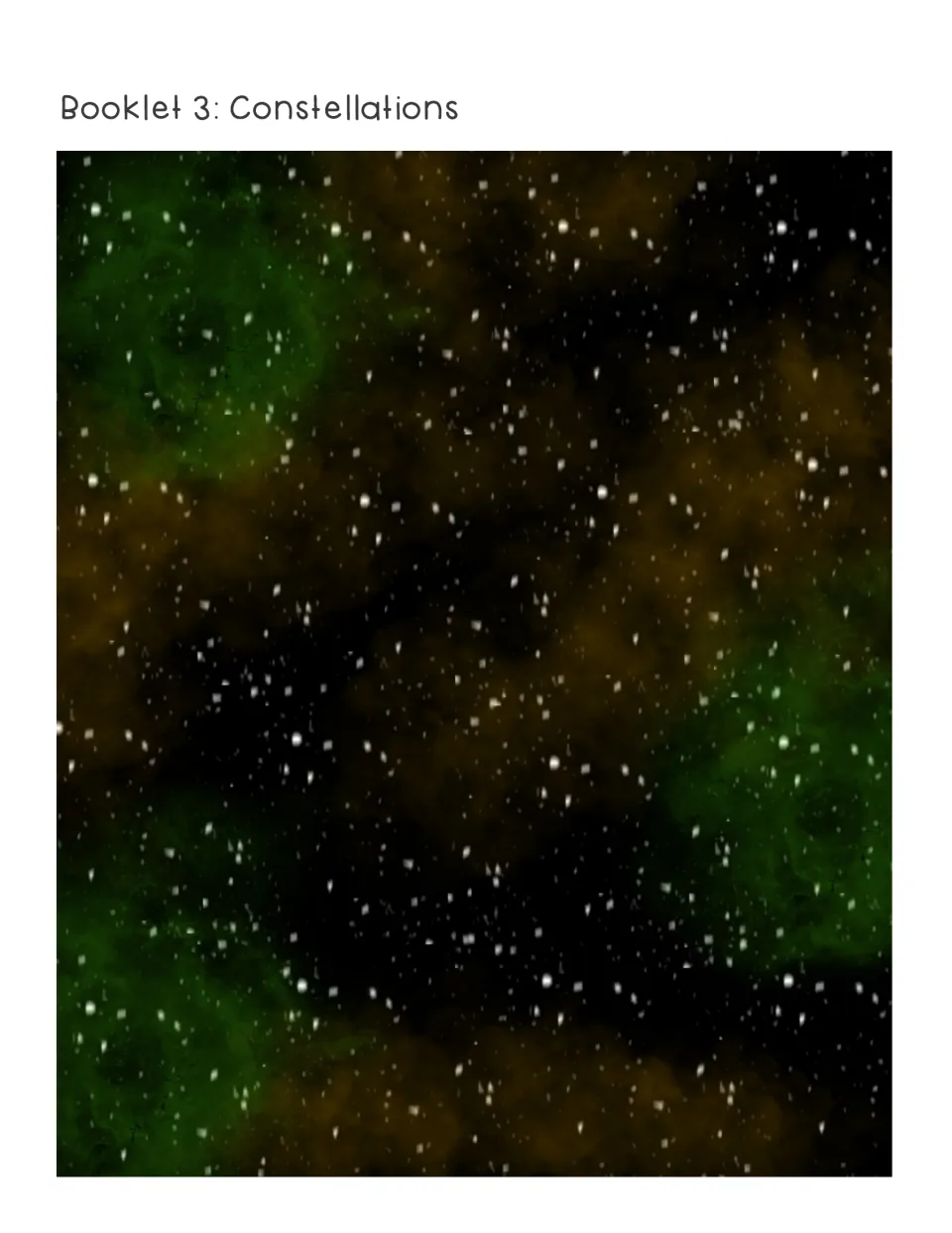 Constellations booklet background: a starry night sky page that students glue in as the base for their star booklets