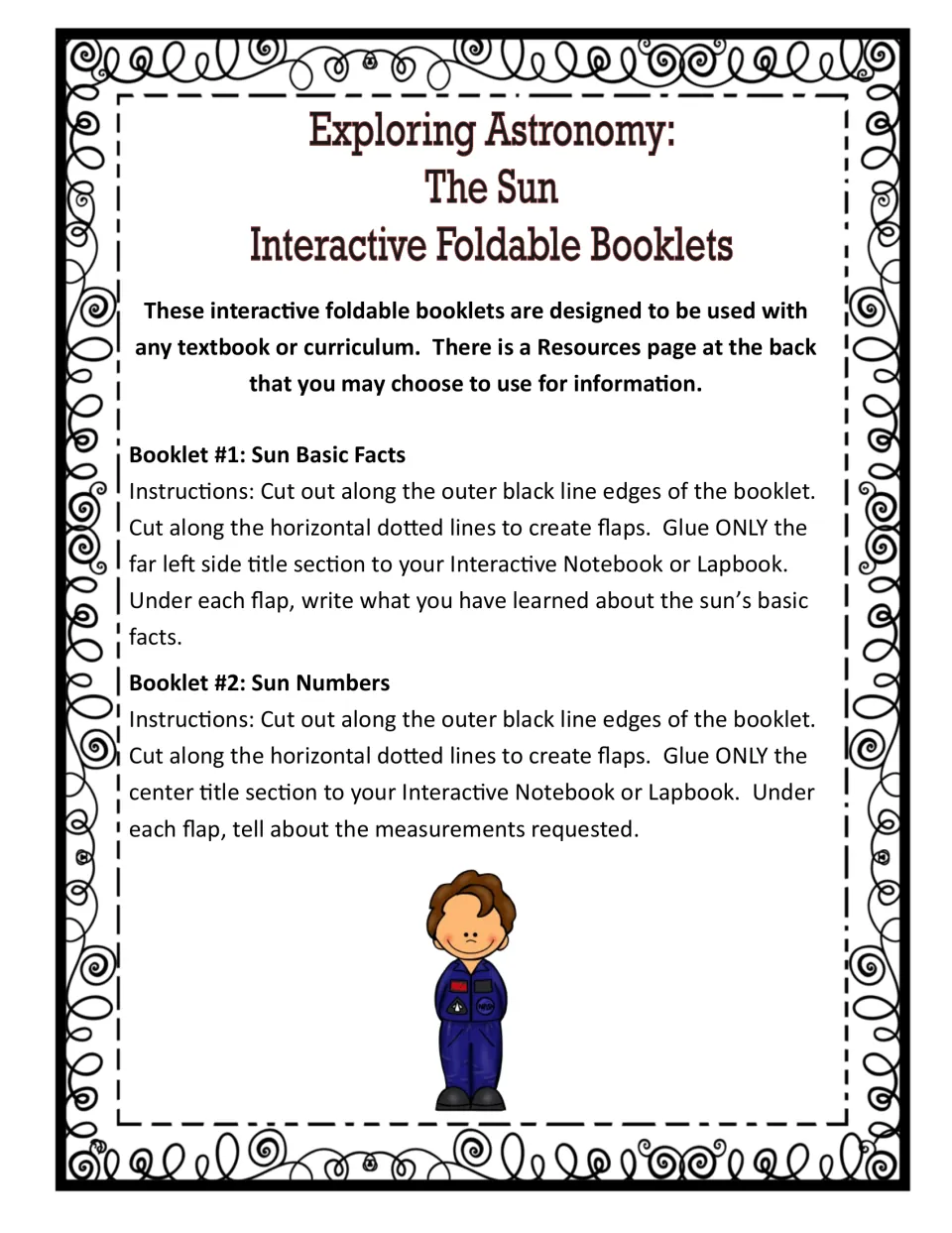 Assembly directions for Sun Basic Facts and Sun Numbers booklets explain cutting flaps and gluing title sections