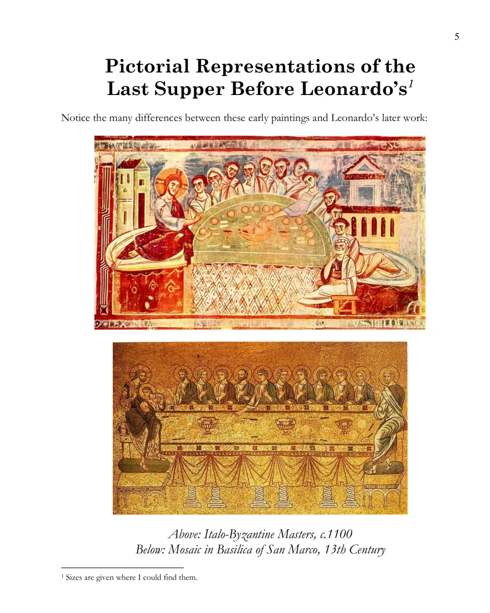 Earlier Last Supper examples: Italo-Byzantine Masters, circa 1100, and a 13th-century San Marco mosaic