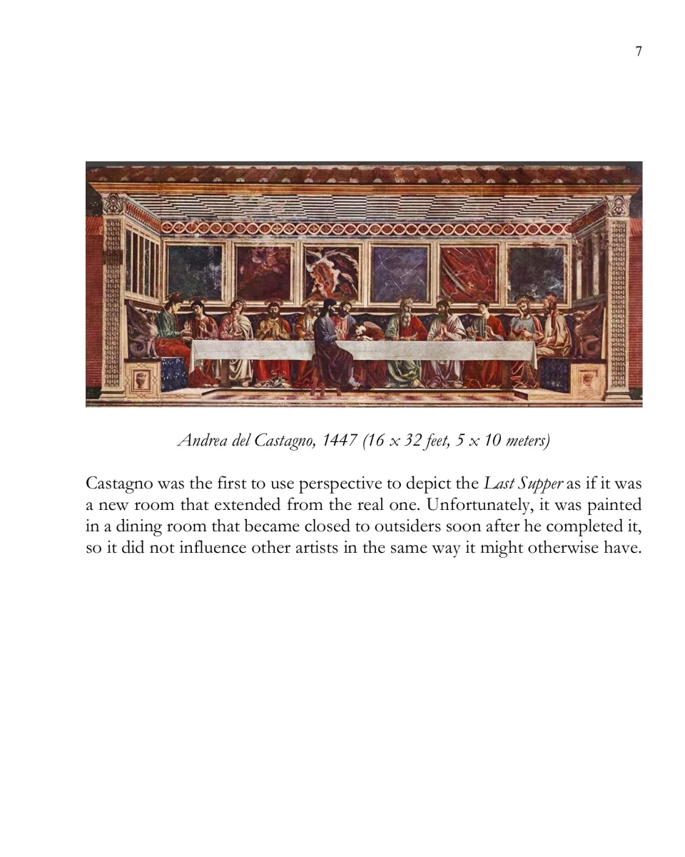 Andrea del Castagno’s 1447 Last Supper reproduction and a reading about perspective and its limited influence