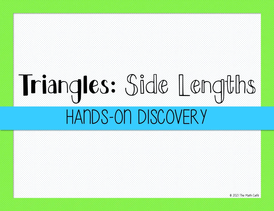 Cover: Triangles: Side Lengths, Hands-On Discovery, the title card for the paper-strip triangle activity