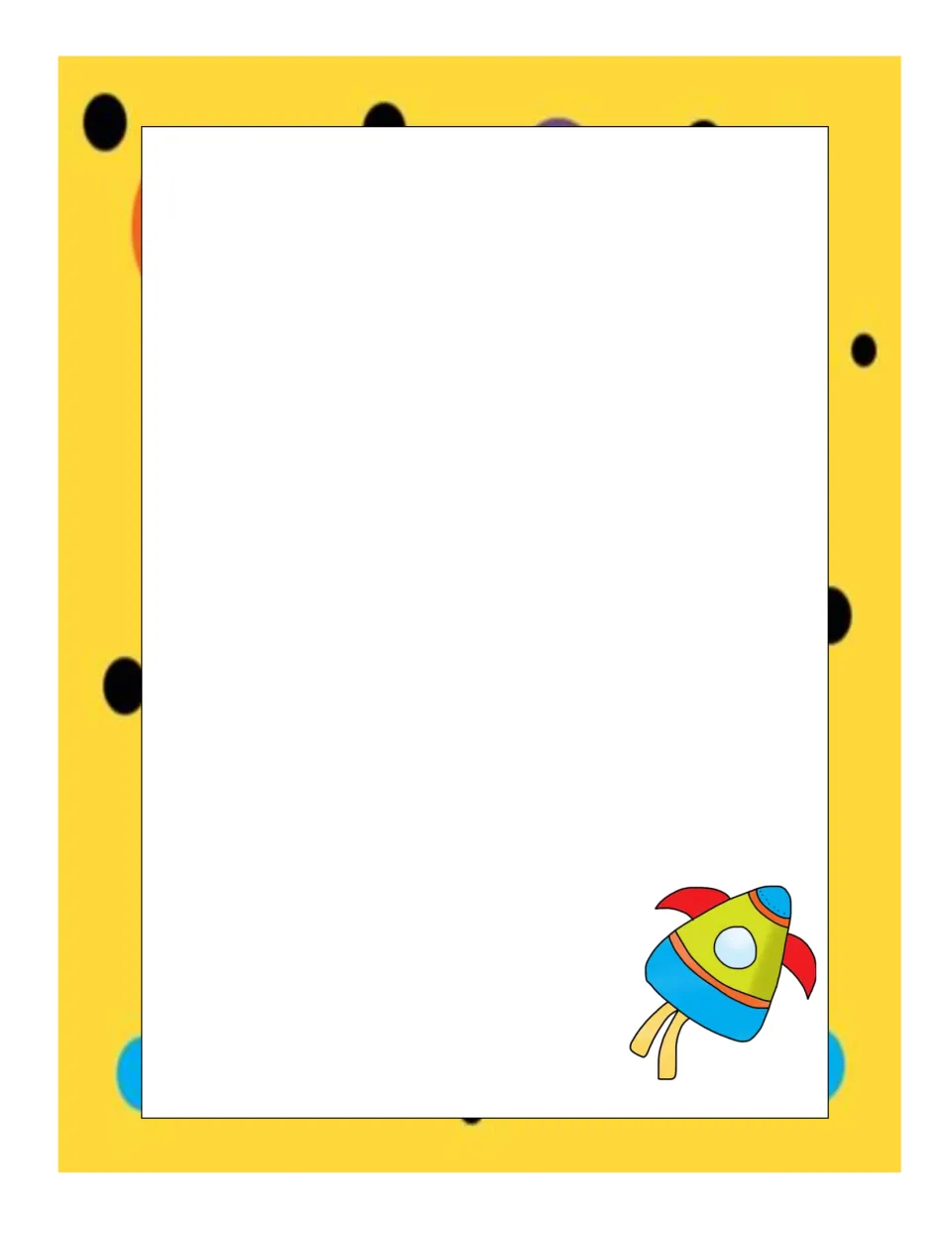 Blank work mat with a small rocket illustration where students show their computation for the story problems