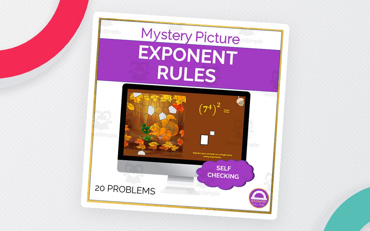 Exponent Rules Mystery Picture | Fall Themed preview