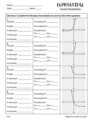Exponential Function Characteristics Worksheet – sample page 2