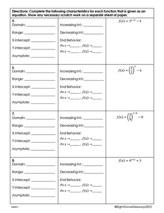 Exponential Function Characteristics Worksheet – sample page 4
