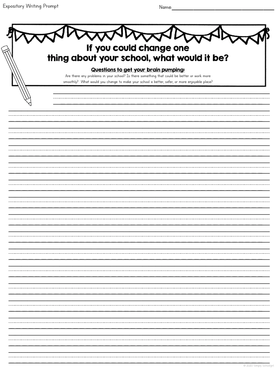 Prompt on changing one thing about your school: students name a problem and explain how to make school better or safer