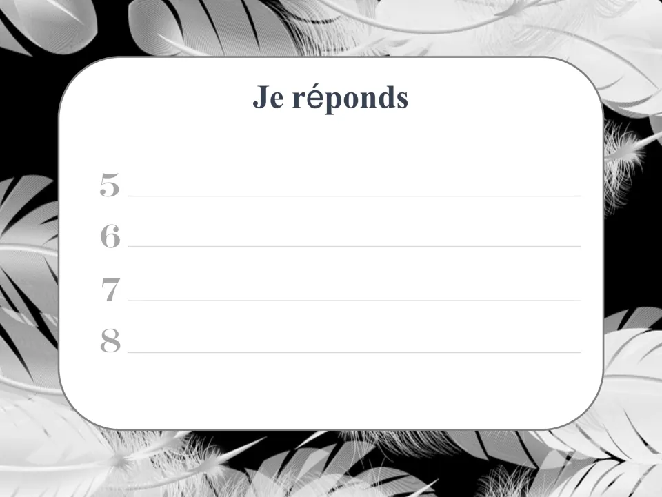 French idiom response sheet headed Je réponds (I answer), for students to record explanations of cards 5–8.