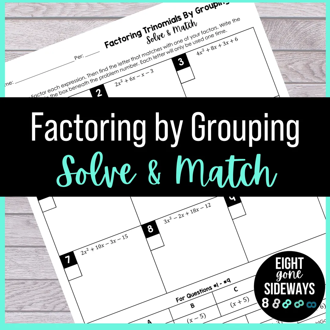 Factoring by Grouping Worksheet with Answer Key – cover