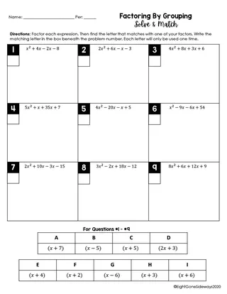 Factoring by Grouping Worksheet with Answer Key – sample page 2