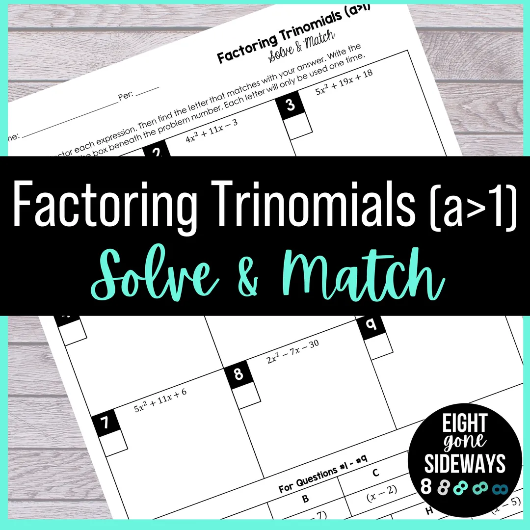 Factoring Trinomials Worksheet – When a is Not 1 – cover