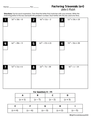 Factoring Trinomials Worksheet – When a is Not 1 – sample page 2