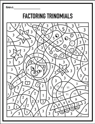 Factoring Trinomials – Color by Number Worksheet – sample page 3