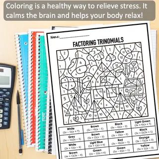 Factoring Trinomials When A>1 Color by Numbers Worksheet – sample page 3