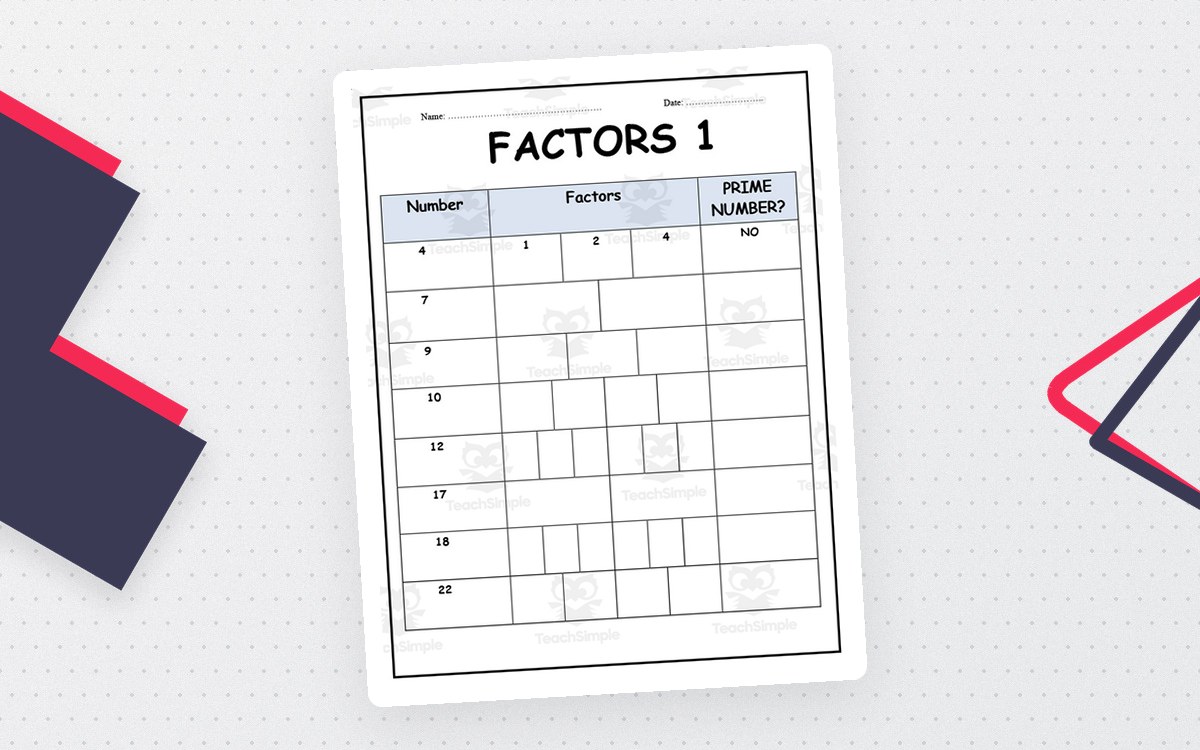 Factors Worksheet - Beginners preview