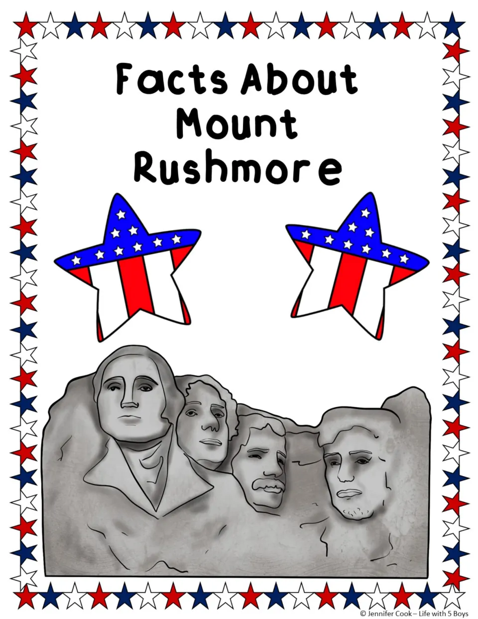 Facts About Mount Rushmore cover introducing the reading passage and accompanying comprehension questions