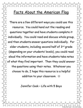 Facts About the American Flag – Reading + Coloring – sample page 2