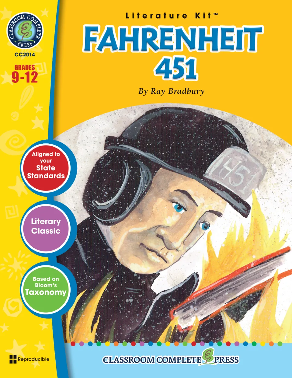 Literature kit cover for Ray Bradbury's novel, labeled grades 9–12 and based on Bloom's Taxonomy