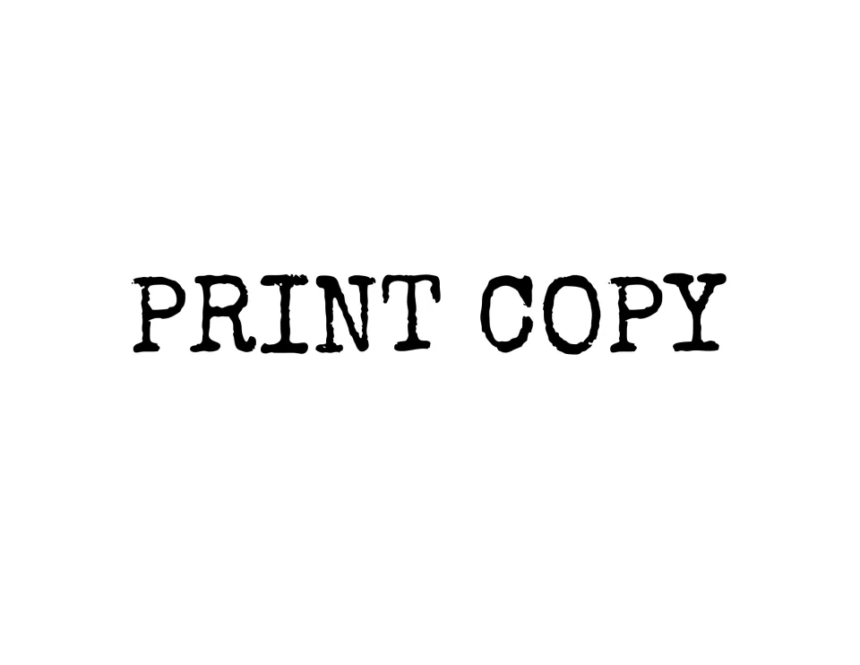 Divider slide reading PRINT COPY that introduces the printable version of the passport booklet pages that follow