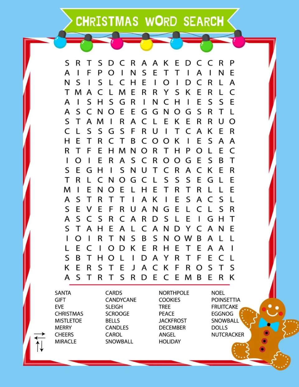 Christmas word search: students hunt for 31 holiday words like poinsettia, nutcracker, Scrooge and candy cane