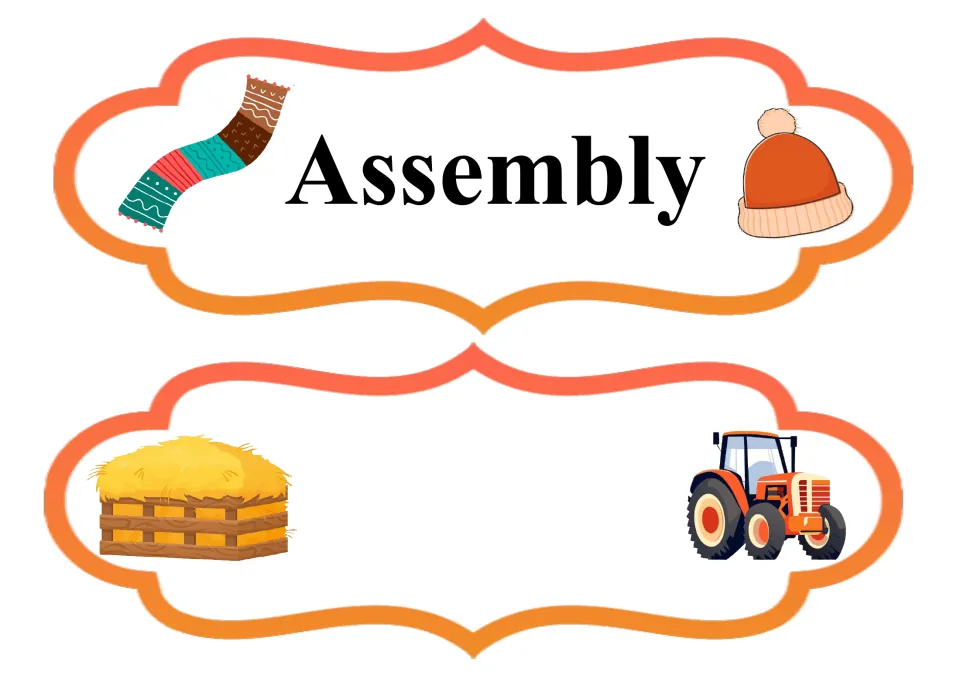 Fall daily schedule card for Assembly in regular lettering and one blank card for a custom schedule label