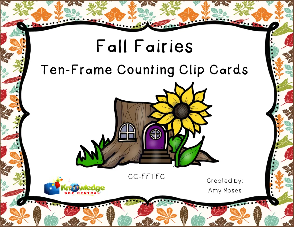 Cover of Fall Fairies Ten-Frame Counting Clip Cards, a mushroom-counting activity created by Amy Moses.