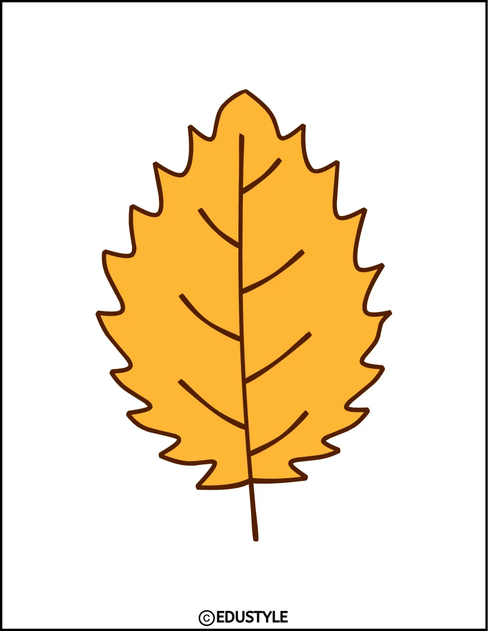 Medium golden yellow serrated leaf with brown veins, a smaller leaf cut-out for filling gaps in the fall decoration