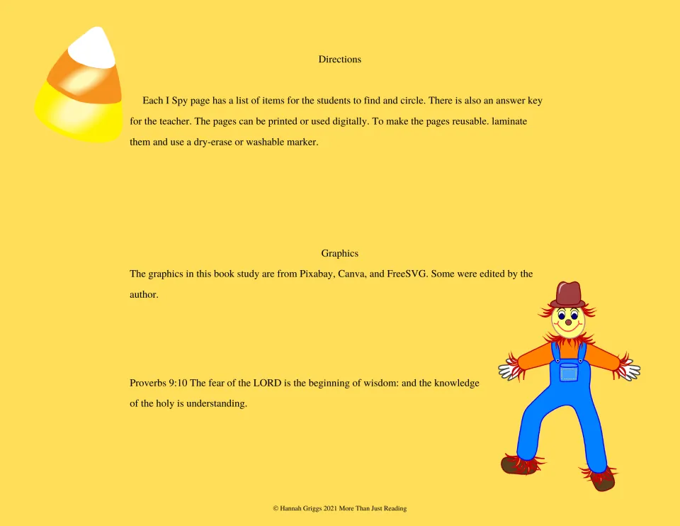 Directions: students find and circle each listed item; pages can be laminated for reuse, plus graphics credits