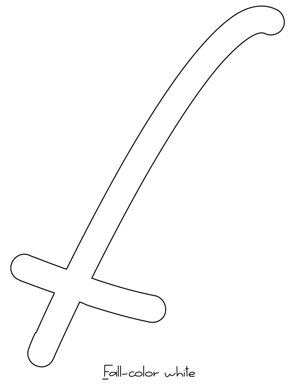 Printable lowercase f template for “fall” in the seasonal bulletin board title, labeled to color white