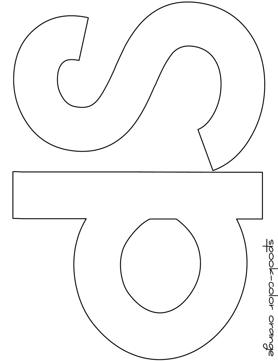 Printable s and p letter templates for “spook” in the seasonal bulletin board title, labeled to color orange