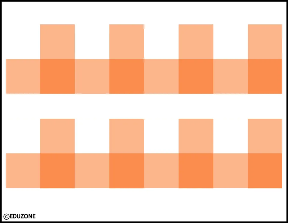 Orange checkered trim: two strips of light and dark orange squares with tabs along the top, to cut out and edge the display
