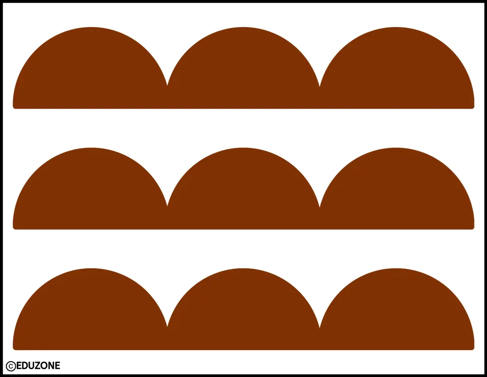 Brown scalloped edging: three strips of three wide dark brown scallops, to cut out and layer with orange for an autumn look