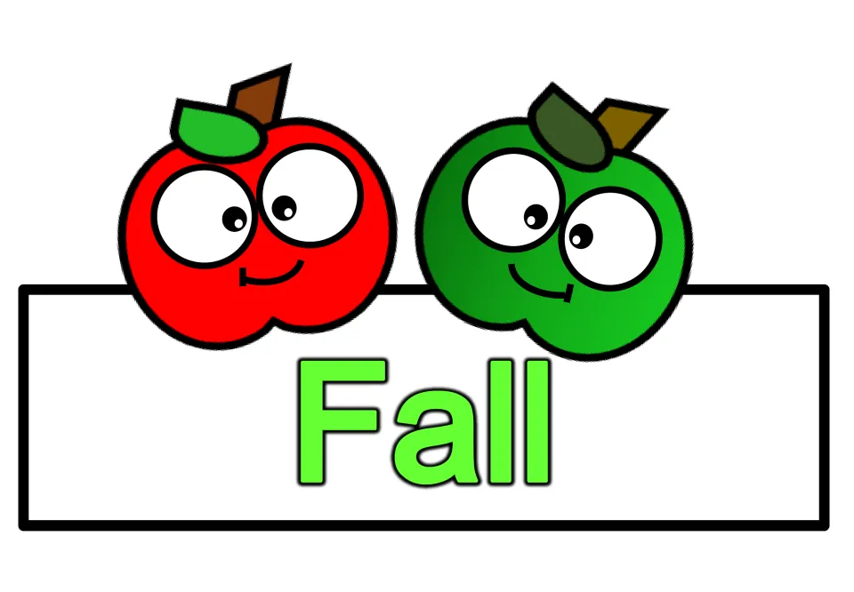 Printable Fall title for the vocabulary word-wall display, accompanying the set of 10 illustrated cards
