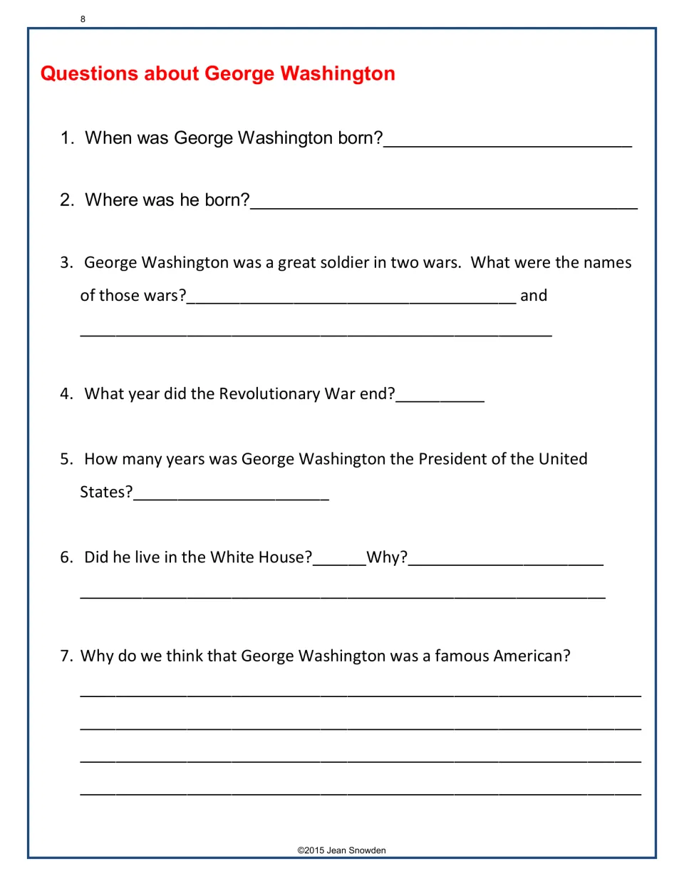 Questions about George Washington: seven questions on his birth, two wars, presidency and the White House