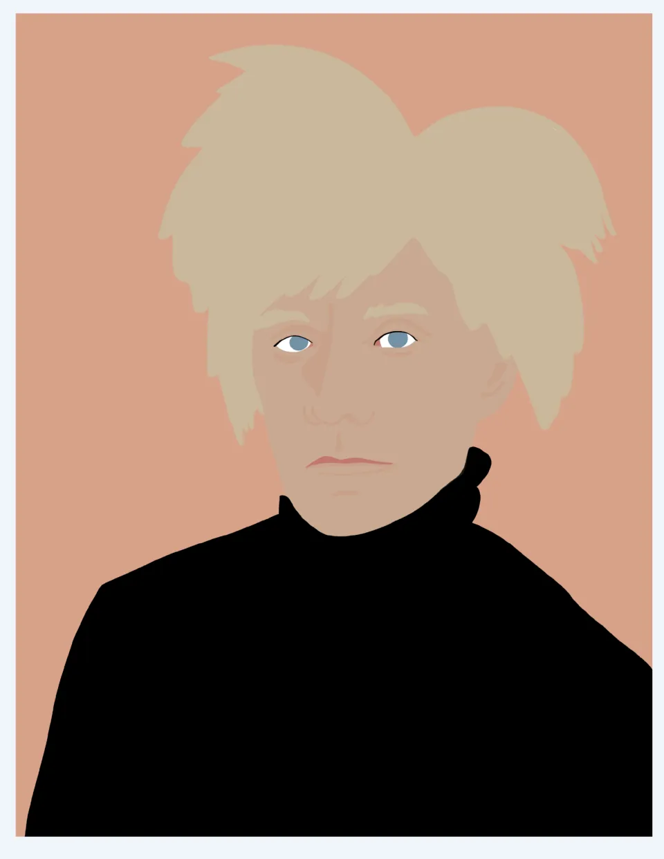 Artist poster for classroom display featuring a portrait with tousled blond hair and a black turtleneck