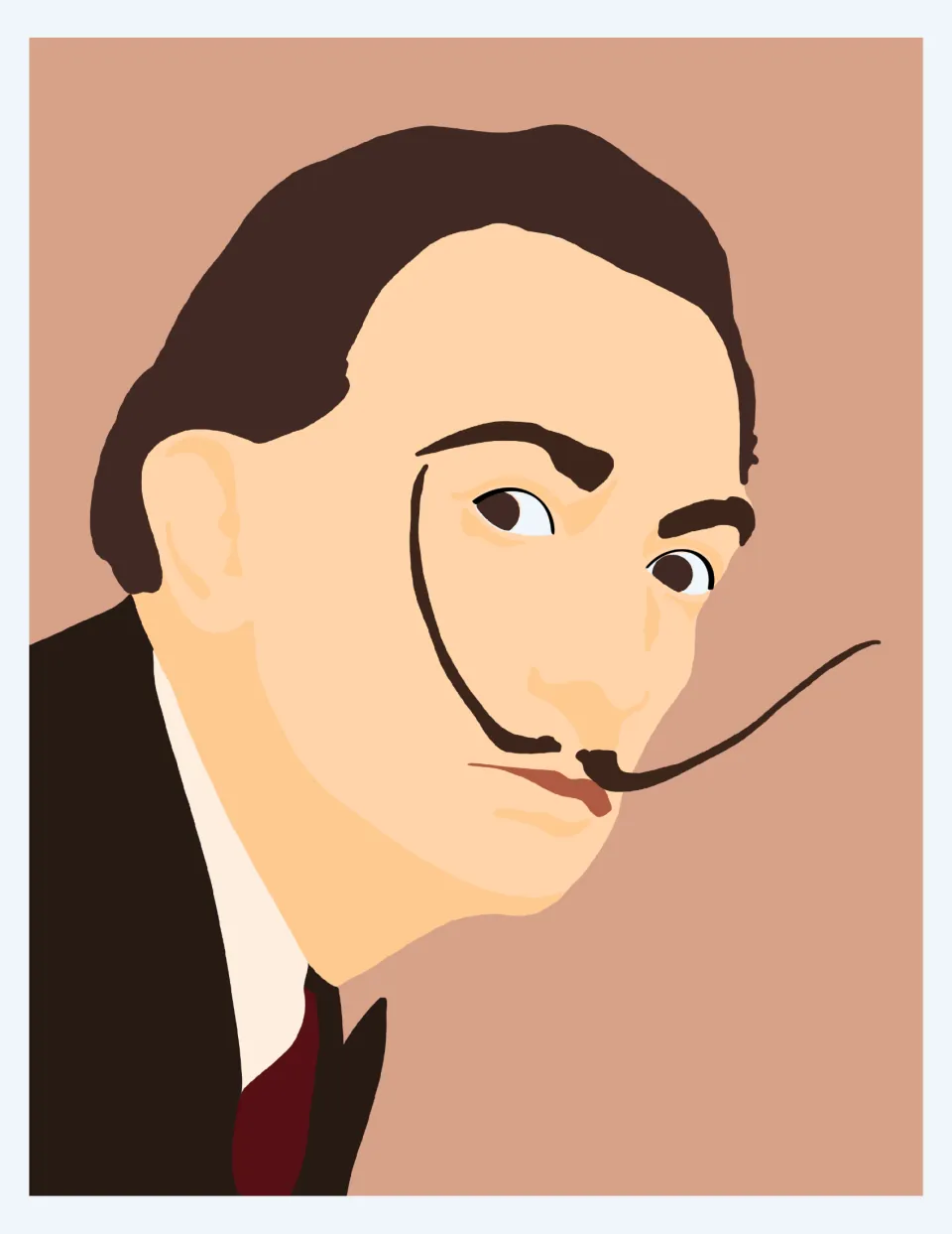 Artist poster for classroom display featuring a dark-haired portrait with a long, upward-curving mustache