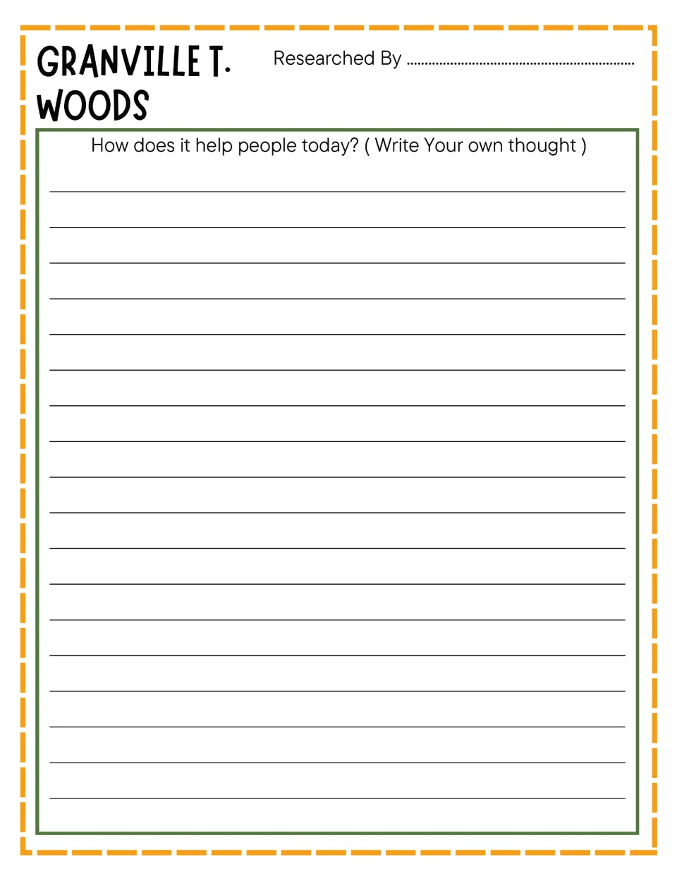 Granville T. Woods reflection: students write their own thoughts on how his invention helps people today
