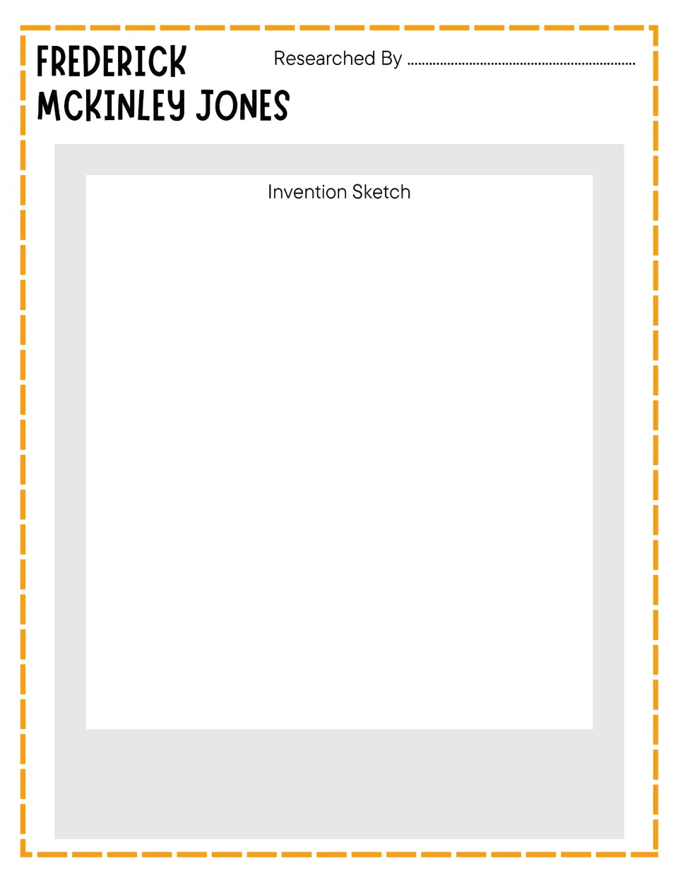 Invention sketch for the Frederick McKinley Jones report: students draw the invention they researched